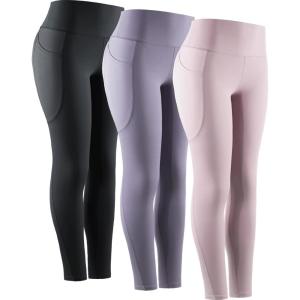 imageNELEUS Womens High Waist Running Workout Leggings for Yoga with Pockets9069 BlackLight PurpleLavender Blush 3 Pack