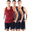imageNELEUS Mens 3 Pack Dry Fit YBack Muscle Tank Workout Gym Shirt5161 BlackGreyRed