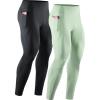 imageNELEUS Mens Dry Fit Compression Baselayer Pants Running Tights Leggings with Phone Pocket6108 BlackLight Green 2 Pack