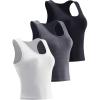imageNELEUS Womens Running Crop Tank Tops Dry Fit Workout Athletic Crop Shirts Pack of 38080 BlackDark GreyWhite 3 Pack