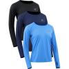 imageNELEUS Womens UPF 50 Long Sleeve Shirt Workout Running Tops Hiking8502 BlackNavy BlueBlue 3 Pack