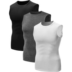 imageNELEUS Mens 3 Pack Dry Fit YBack Muscle Tank Workout Gym Shirt803 BlackGreyWhite 3 Pack