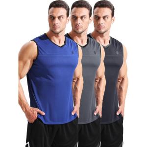 image:imageNELEUS Mens 3 Pack Dry Fit YBack Muscle Tank Workout Gym ShirtVneck BlackGreyBlue  3 Pack