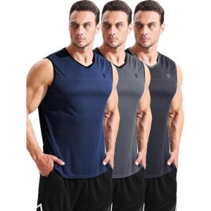 image:imageNELEUS Mens 3 Pack Dry Fit YBack Muscle Tank Workout Gym ShirtVneck BlackGreyNavy Blue  3 Pack
