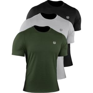 image:imageNELEUS Mens 3 or 4 Pack Workout Athletic Compression Shirts508 BlackGreyOlive Green 3 Pack