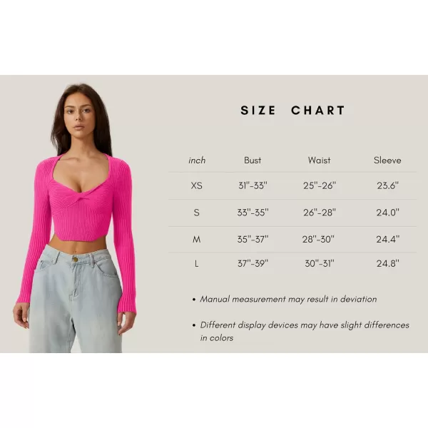 QINSEN Women's Long Sleeve Crop Top Sweaters Cozy Ribbed Knit Going Out Pullover T Shirts