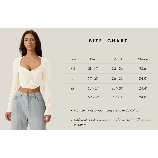 QINSEN Women's Long Sleeve Crop Top Sweaters Cozy Ribbed Knit Going Out Pullover T Shirts