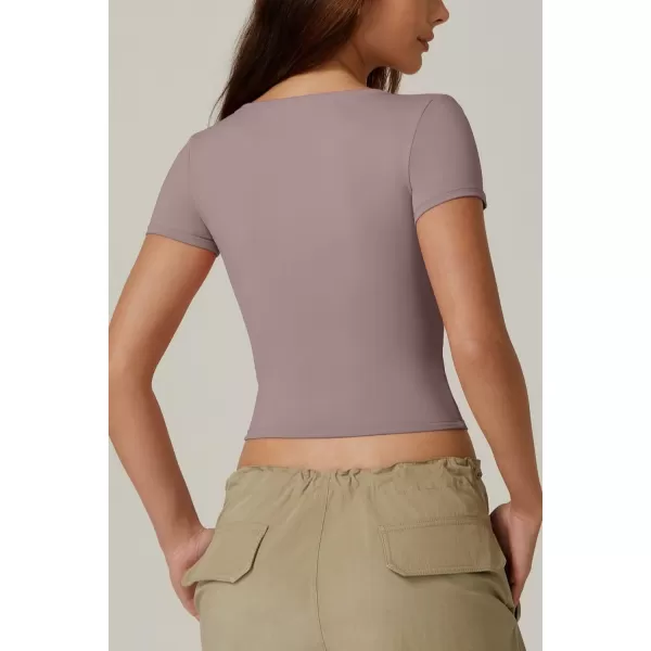 QINSEN Women's Sexy Short Sleeve Henley T Shirts Double Lined Button Up Slim Fit Crop Top Y2K Going Out Tops