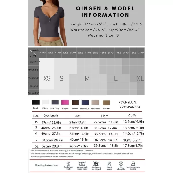 QINSEN Women's Sexy Short Sleeve Henley T Shirts Double Lined Button Up Slim Fit Crop Top Y2K Going Out Tops