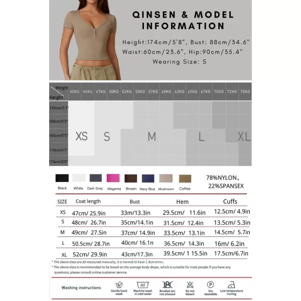 QINSEN Women's Sexy Short Sleeve Henley T Shirts Double Lined Button Up Slim Fit Crop Top Y2K Going Out Tops
