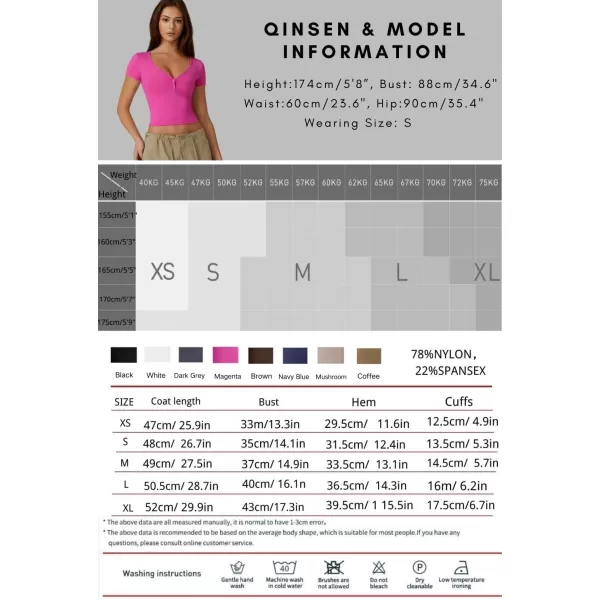 QINSEN Women's Sexy Short Sleeve Henley T Shirts Double Lined Button Up Slim Fit Crop Top Y2K Going Out Tops