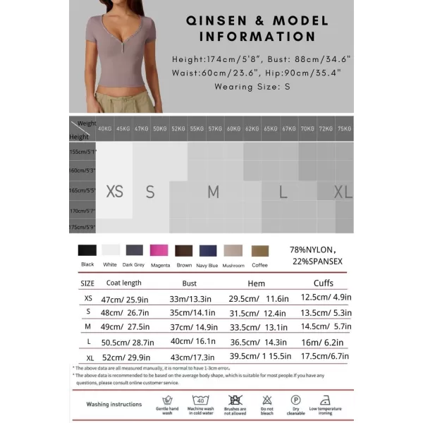 QINSEN Women's Sexy Short Sleeve Henley T Shirts Double Lined Button Up Slim Fit Crop Top Y2K Going Out Tops