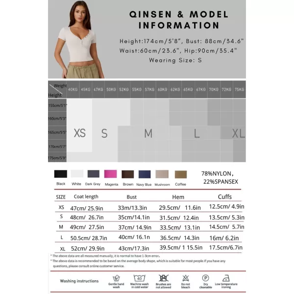 QINSEN Women's Sexy Short Sleeve Henley T Shirts Double Lined Button Up Slim Fit Crop Top Y2K Going Out Tops