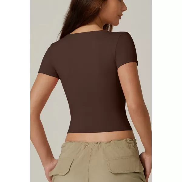 QINSEN Women's Sexy Short Sleeve Henley T Shirts Double Lined Button Up Slim Fit Crop Top Y2K Going Out Tops