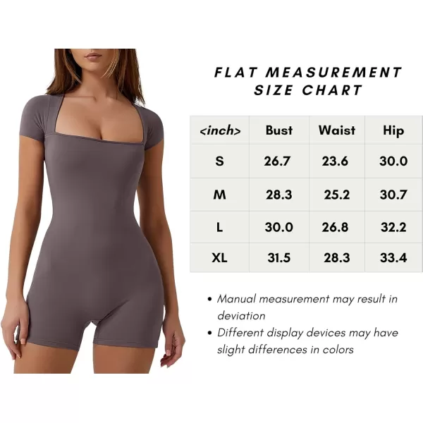 QINSEN Women's Short Sleeve Bodycon Romper Stretchy Square Neck Sexy Unitard Jumpsuit