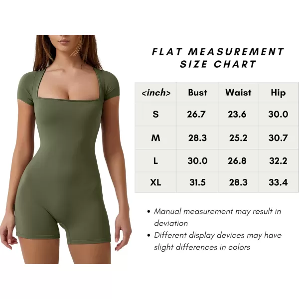 QINSEN Women's Short Sleeve Bodycon Romper Stretchy Square Neck Sexy Unitard Jumpsuit