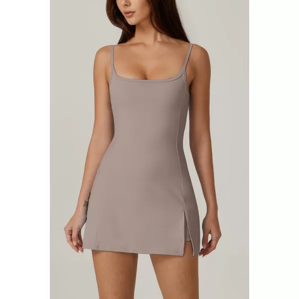 QINSEN Womens Spaghetti Strap Tennis Dress with Shorts Workout Side Slit Active Golf Dresses
