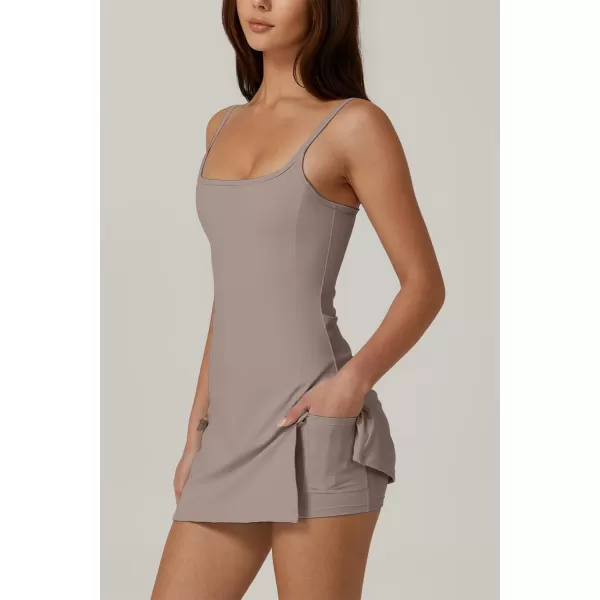 QINSEN Womens Spaghetti Strap Tennis Dress with Shorts Workout Side Slit Active Golf Dresses