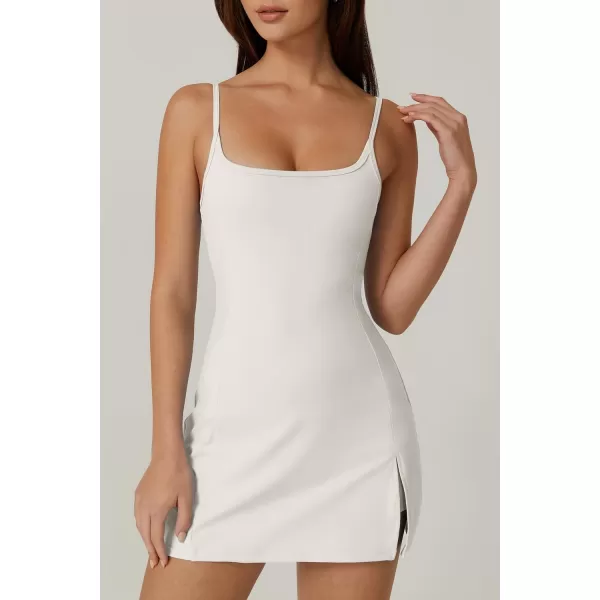 QINSEN Womens Spaghetti Strap Tennis Dress with Shorts Workout Side Slit Active Golf Dresses