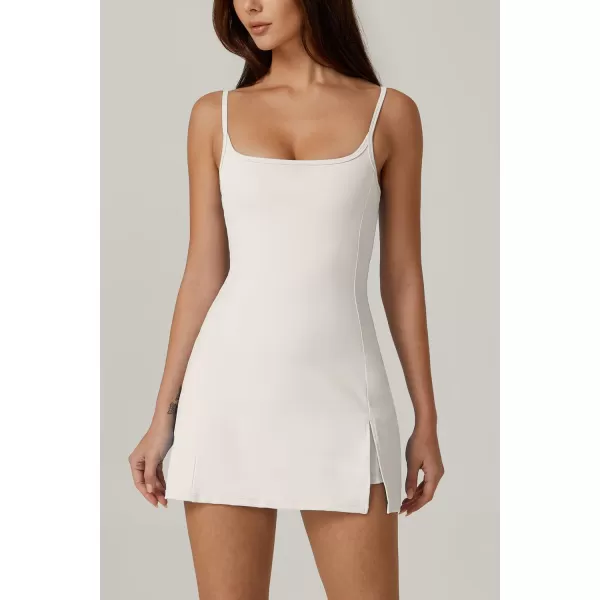 QINSEN Womens Spaghetti Strap Tennis Dress with Shorts Workout Side Slit Active Golf Dresses