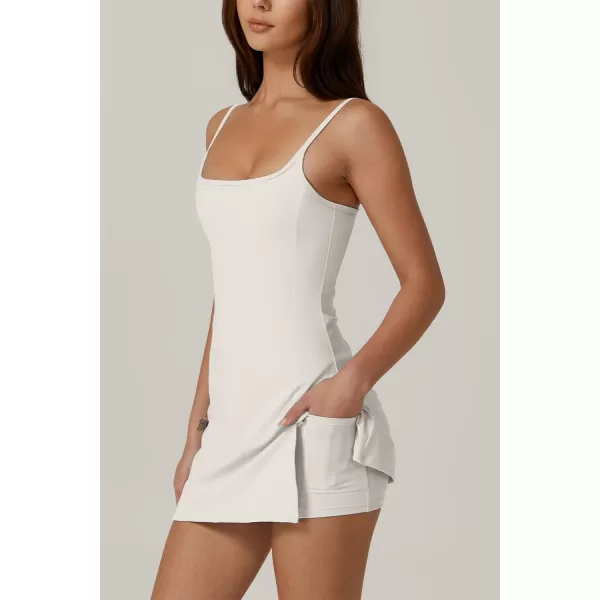 QINSEN Womens Spaghetti Strap Tennis Dress with Shorts Workout Side Slit Active Golf Dresses
