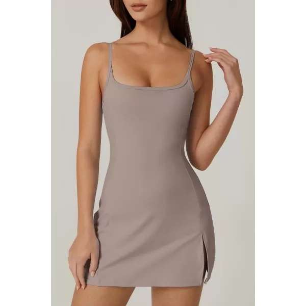 QINSEN Womens Spaghetti Strap Tennis Dress with Shorts Workout Side Slit Active Golf Dresses