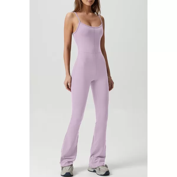 QINSEN Flare Jumpsuits for Women Spaghetti Straps Scoop Neck Bodycon Full Length Casual Unitard Playsuit