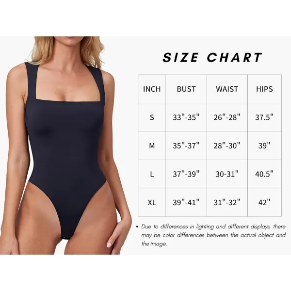 QINSEN Womens Sexy Square Neck Bodysuit Sleeveless Double Lined T Shirt Tops