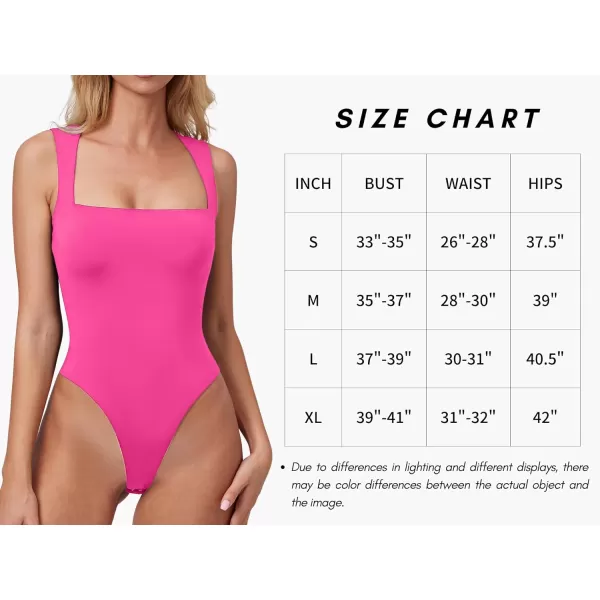 QINSEN Womens Sexy Square Neck Bodysuit Sleeveless Double Lined T Shirt Tops