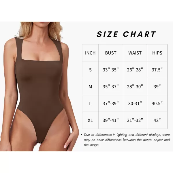 QINSEN Womens Sexy Square Neck Bodysuit Sleeveless Double Lined T Shirt Tops