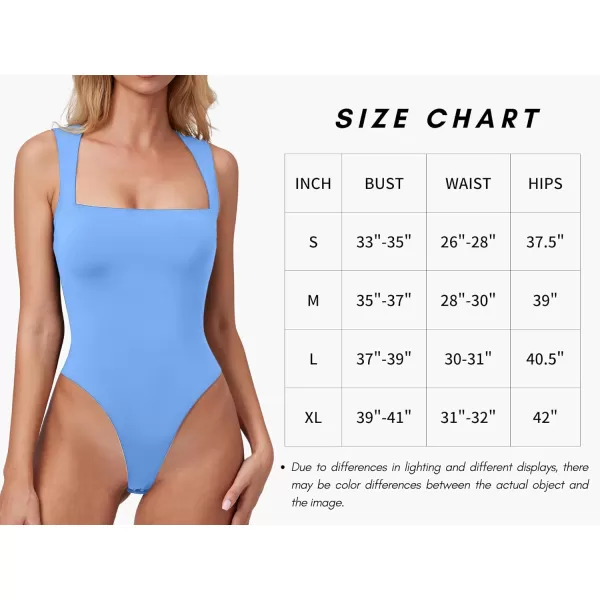 QINSEN Womens Sexy Square Neck Bodysuit Sleeveless Double Lined T Shirt Tops