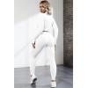 imageQINSEN Long Sleeve Workout Shirt for Women High Funnel Neck Crop Tops Tummy Control Leggings Fitted 2 Pieces SetsY118 White