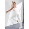 imageQINSEN Ribbed Workout Outfits for Women 2 Piece Seamless Sport Bra High Waist Yoga Leggings SetsBeige