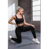 imageQINSEN Ribbed Workout Outfits for Women 2 Piece Seamless Sport Bra High Waist Yoga Leggings SetsBlack