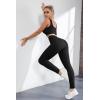 imageQINSEN Ribbed Workout Outfits for Women 2 Piece Seamless Sport Bra High Waist Yoga Leggings SetsBlack