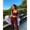 imageQINSEN Ribbed Workout Outfits for Women 2 Piece Seamless Sport Bra High Waist Yoga Leggings SetsCoffee