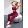 imageQINSEN Ribbed Workout Outfits for Women 2 Piece Seamless Sport Bra High Waist Yoga Leggings SetsWine