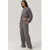 imageQINSEN Women 2 Piece Outfits Sweatsuit Set Twist Front Cropped Sweatshirt Wide Leg Sweatpant Lounge Set TracksuitBlackened Peal