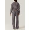 imageQINSEN Women 2 Piece Outfits Sweatsuit Set Twist Front Cropped Sweatshirt Wide Leg Sweatpant Lounge Set TracksuitBlackened Peal