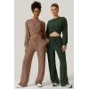 imageQINSEN Women 2 Piece Outfits Sweatsuit Set Twist Front Cropped Sweatshirt Wide Leg Sweatpant Lounge Set TracksuitCaramel
