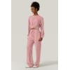 imageQINSEN Women 2 Piece Outfits Sweatsuit Set Twist Front Cropped Sweatshirt Wide Leg Sweatpant Lounge Set TracksuitDusty Pink