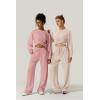 imageQINSEN Women 2 Piece Outfits Sweatsuit Set Twist Front Cropped Sweatshirt Wide Leg Sweatpant Lounge Set TracksuitDusty Pink