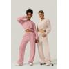 imageQINSEN Women 2 Piece Outfits Sweatsuit Set Twist Front Cropped Sweatshirt Wide Leg Sweatpant Lounge Set TracksuitDusty Pink