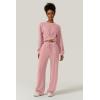 imageQINSEN Women 2 Piece Outfits Sweatsuit Set Twist Front Cropped Sweatshirt Wide Leg Sweatpant Lounge Set TracksuitDusty Pink