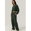 imageQINSEN Women 2 Piece Outfits Sweatsuit Set Twist Front Cropped Sweatshirt Wide Leg Sweatpant Lounge Set TracksuitForest Green