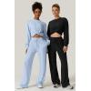 imageQINSEN Women 2 Piece Outfits Sweatsuit Set Twist Front Cropped Sweatshirt Wide Leg Sweatpant Lounge Set TracksuitSky Blue