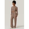imageQINSEN Women 2 Piece Outfits Sweatsuit Set Twist Front Cropped Sweatshirt Wide Leg Sweatpant Lounge Set TracksuitTaupe Gray