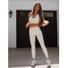 imageQINSEN Womens Yoga Leggings 2 Piece Outfits Running Crop Top Seamless High Waist Leggings Beige M