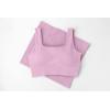 imageQINSEN Workout Sets for Women 2 Piece Seamless Ribbed Crop Tank High Waist Shorts Yoga OutfitsDusty Pink