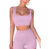 imageQINSEN Workout Sets for Women 2 Piece Seamless Ribbed Crop Tank High Waist Shorts Yoga OutfitsDusty Pink